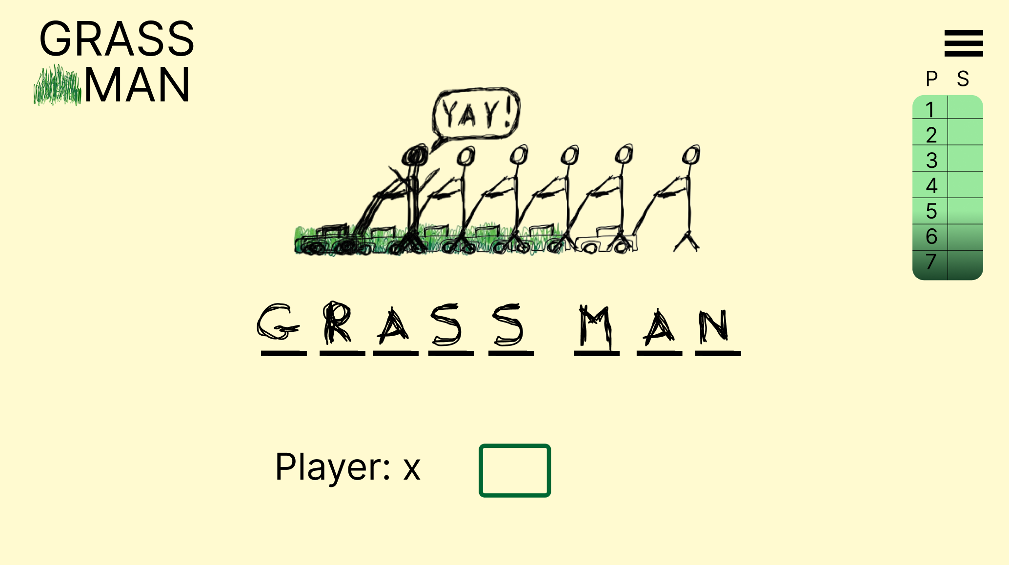 A stickman mowing the grass.